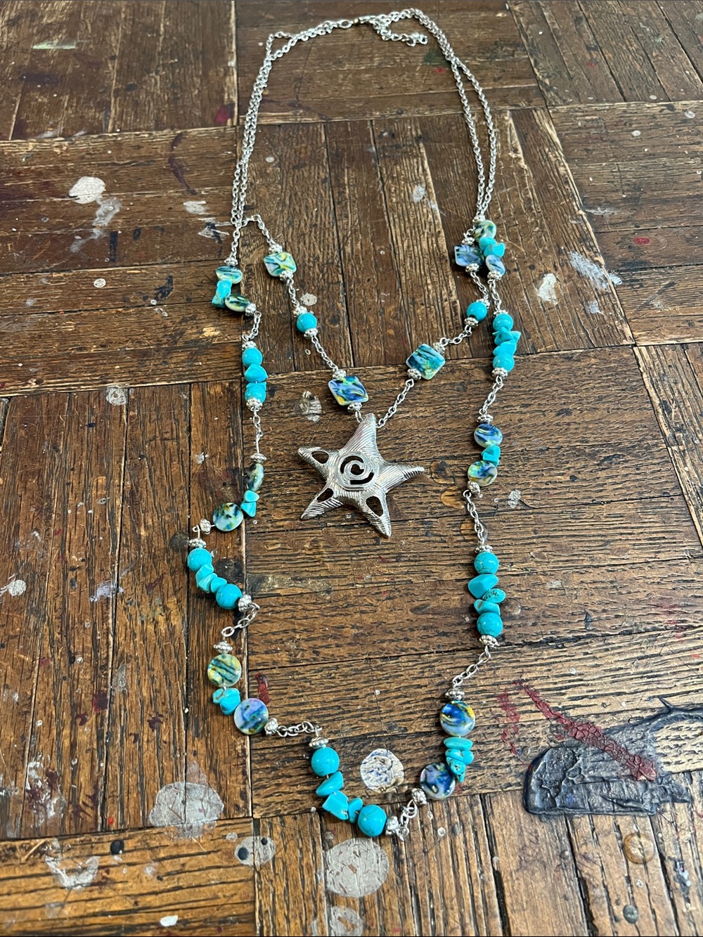 Turquoise Beaded Star Pendant Necklace - Women Jewelry